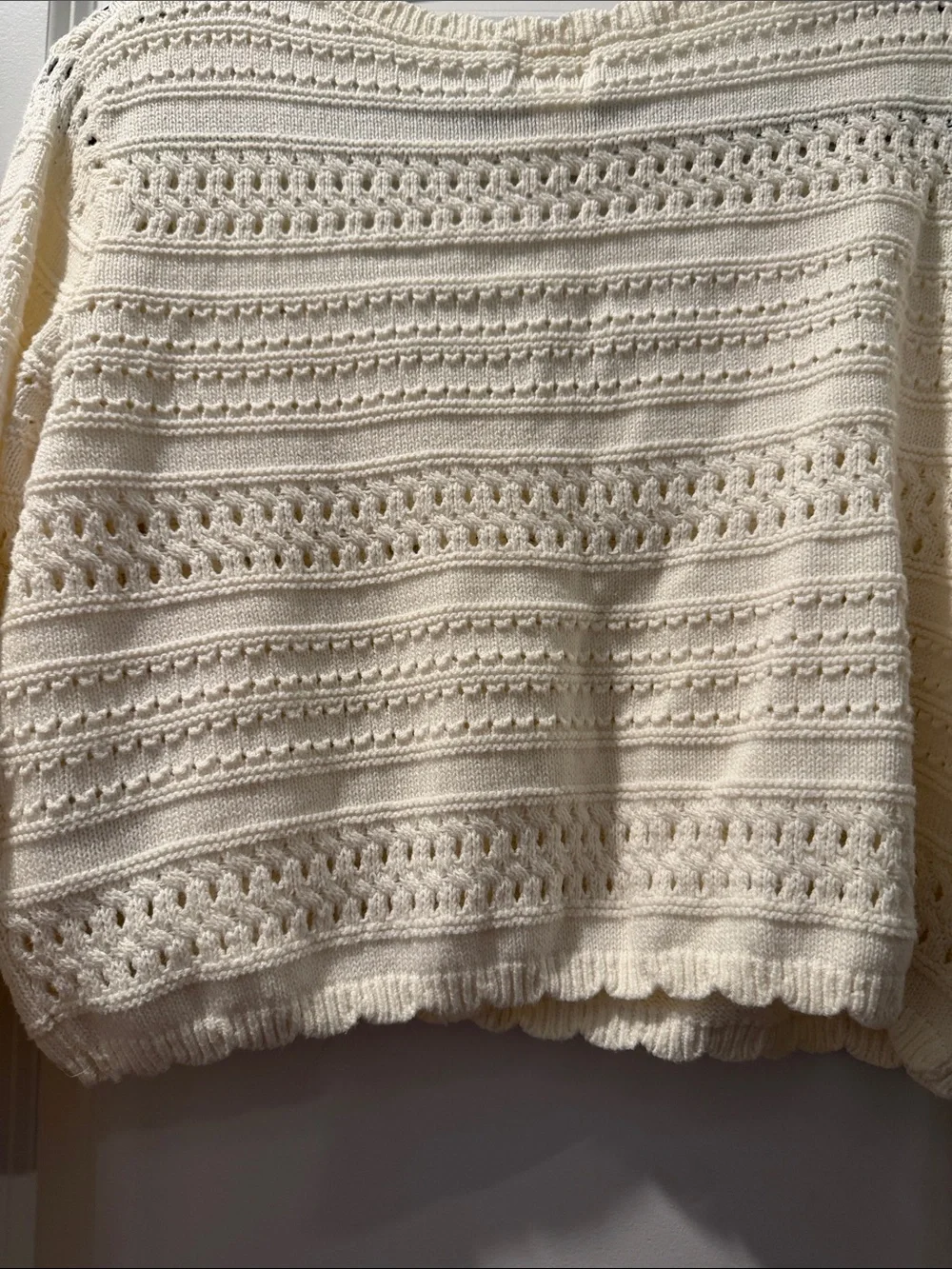 H&M Cream Cropped Button-Front Knit Cardigan